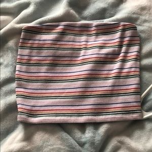 Multi Color Striped Tube Top